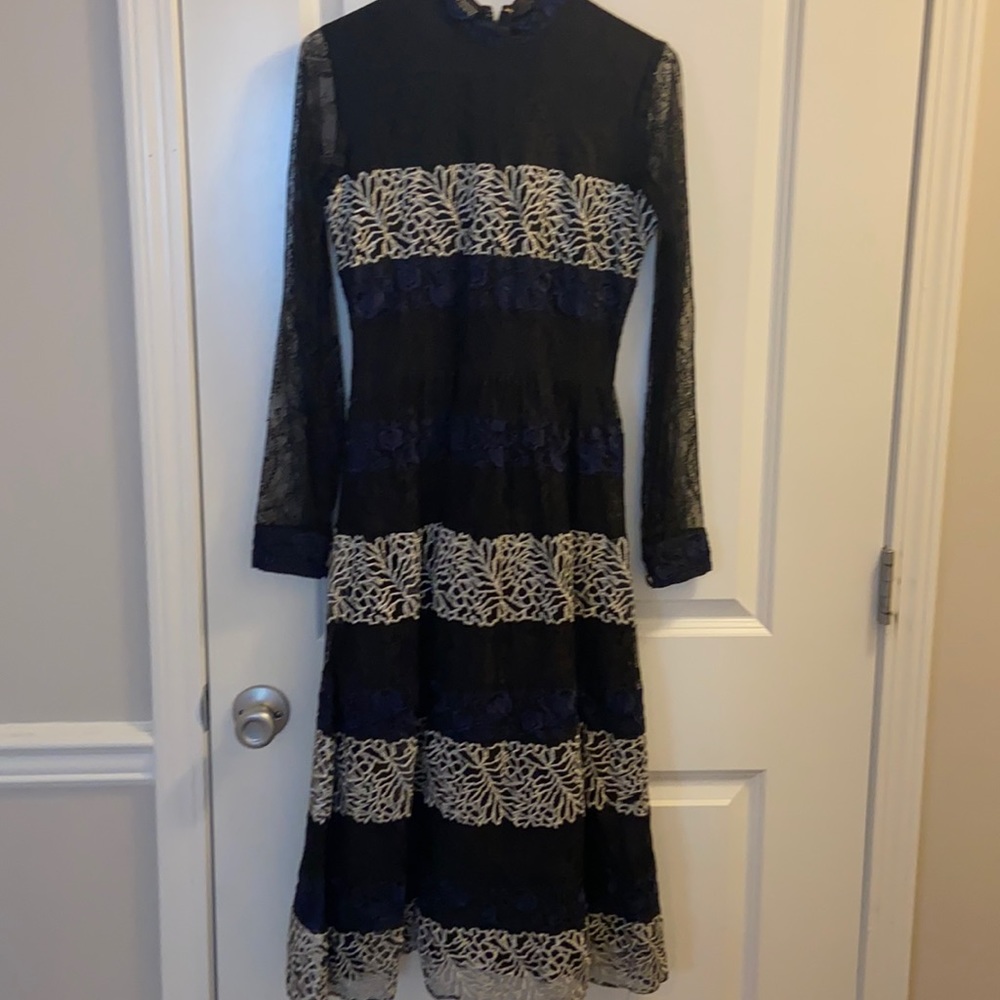 Black, blue and silver dress